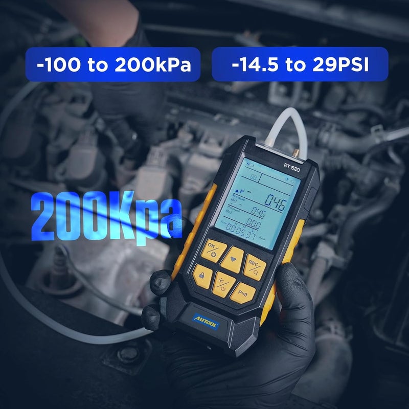 Autool Manometer Gas Pressure Tester,Digital Manometer HVAC,10 Units Differential Dual Port Pressure Gauge -100 to 200Kpa,Data Zeroing with Backlight LCD Display - Image 2